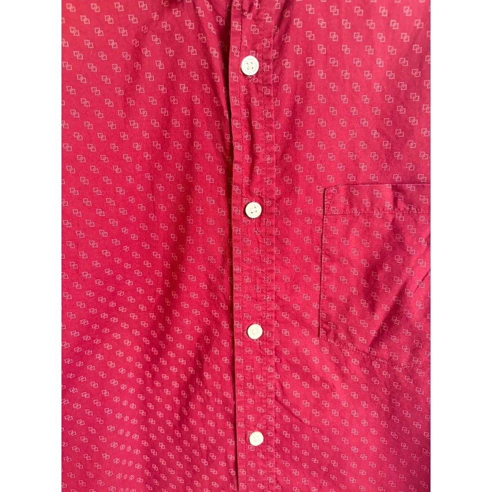 Banana‎ Republic Mens Large Red Geometric Stretch Soft-Wash Standard Fit Shirt